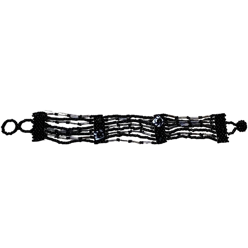 Mexican Huichol Black Beaded Bracelet